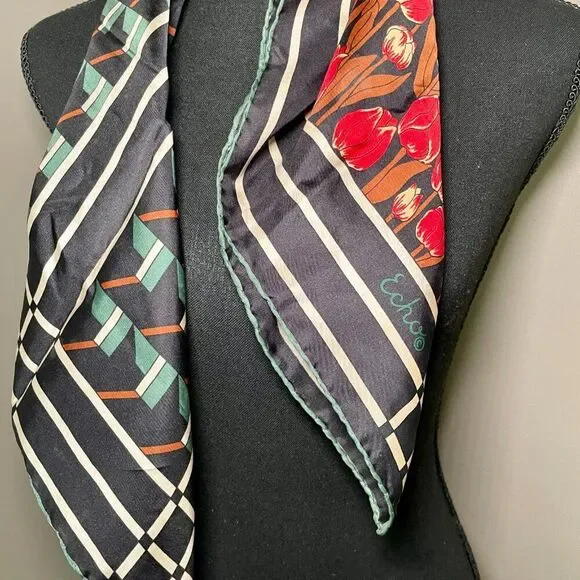 ECHO Vintage Tulip Scarf - 100% Silk - Picture 2 of 7